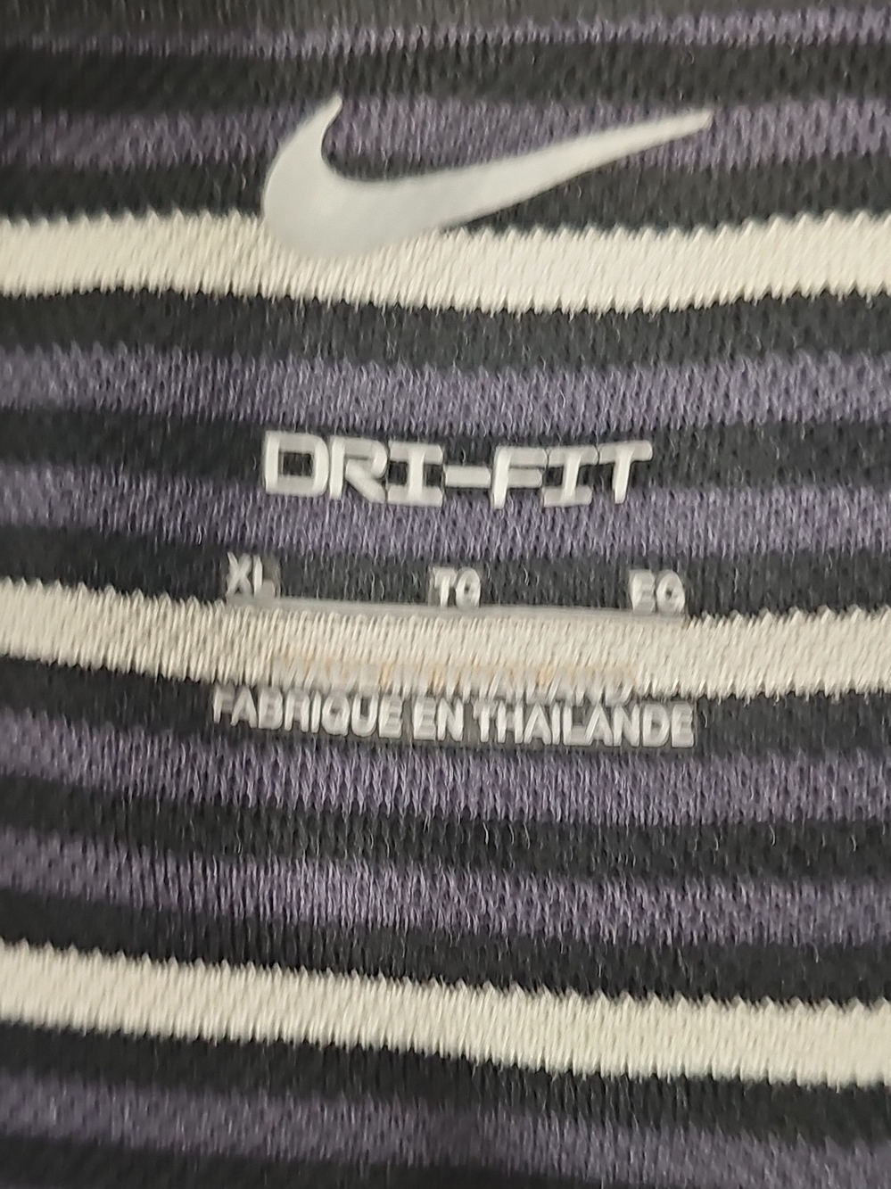 Nike Black, White & Dark Gray Striped Dri-FIT Polo XL - Picture 4 of 5